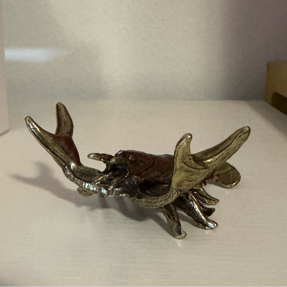 Brass Metal Decorative Crab Crawfish Pen Holder Desk Figurine - Picture 4 of 9